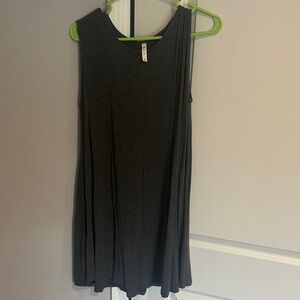 Sleeveless Charcoal Swing Tank Dress - Unbranded